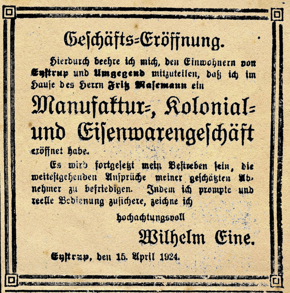 Eröffnungsanzeige vom 15.04.1924